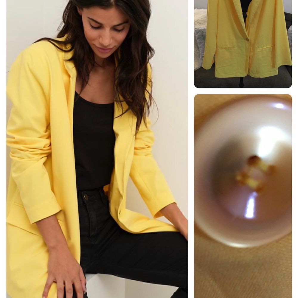 CHILL, NICE LITE WEIGHT YELLOW ONE BUTTON LONG BLAZER